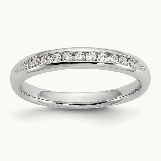 11-Stone Diamond Channel Band, 14K White Gold