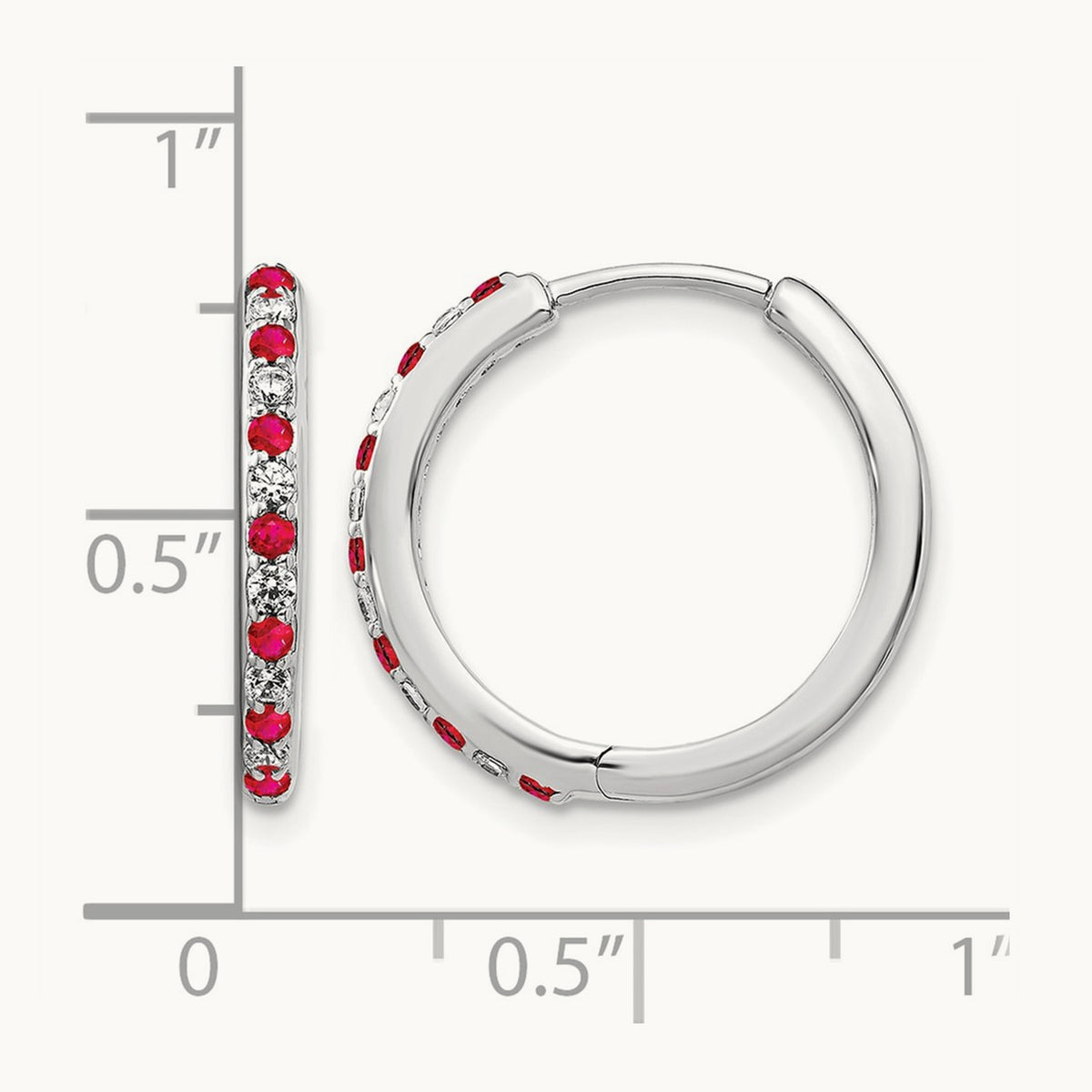 Created Ruby Hinged Hoop Earrings, 0.20 ct tw Lab-Grown Diamond