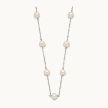 WG 5.5- White Near Round FWC Pearl 12-station Necklace, 6.5mm, 14K