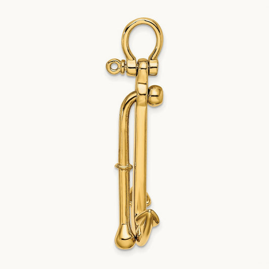 3-D Polished Anchor 2 Piece and Moveable Charm — 50.6mm