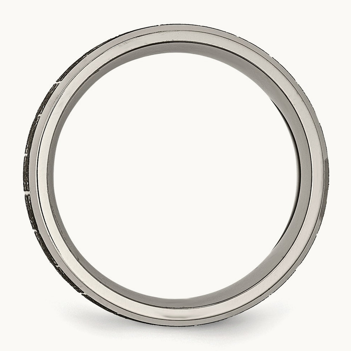 Brushed & Polished Greek Key Laser Design Beveled Band — photo set (2)