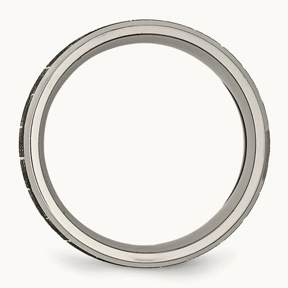 Brushed & Polished Greek Key Laser Design Beveled Band — photo set