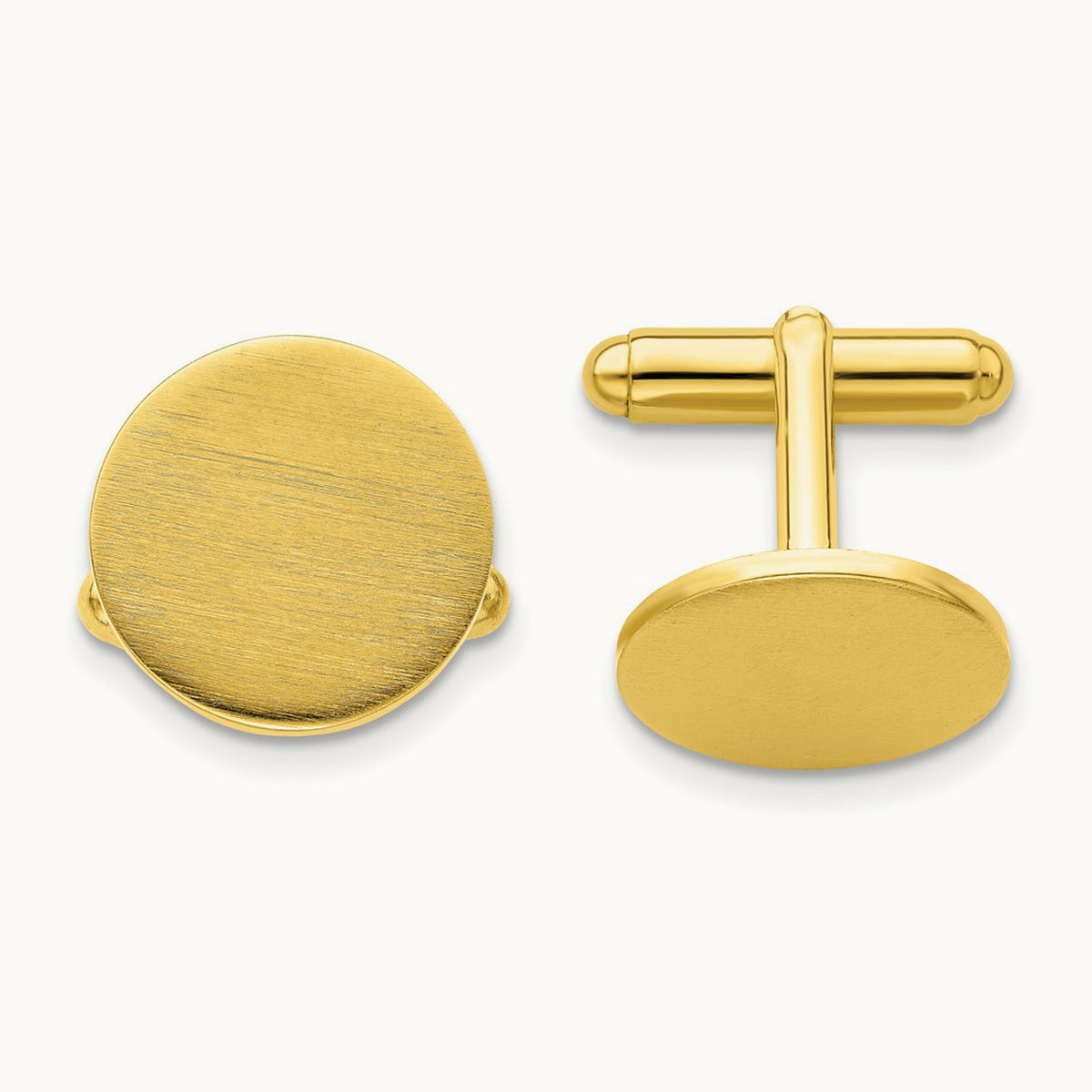 Kelly Waters Gold-plated Satin Round Engravable Cuff Links