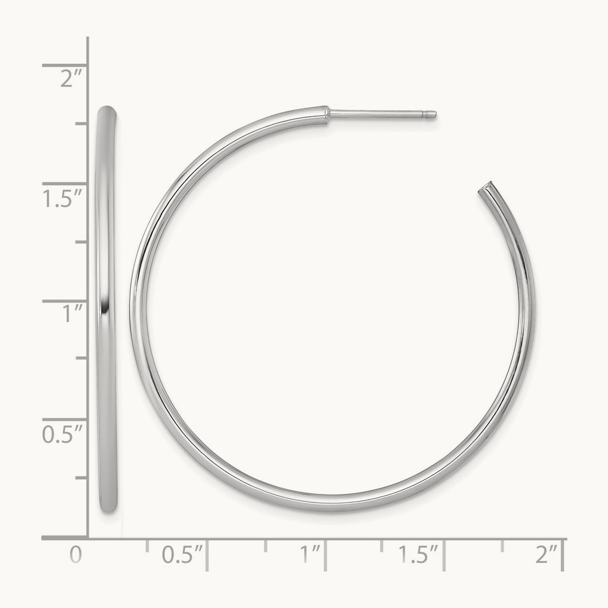 2.0 x Polished Post Hoop Earrings — 14K White Gold