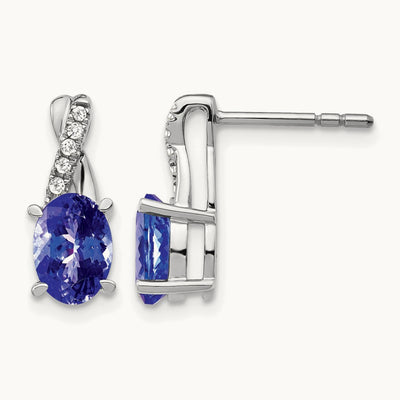 Tanzanite and Diamond Earrings, 14K White Gold