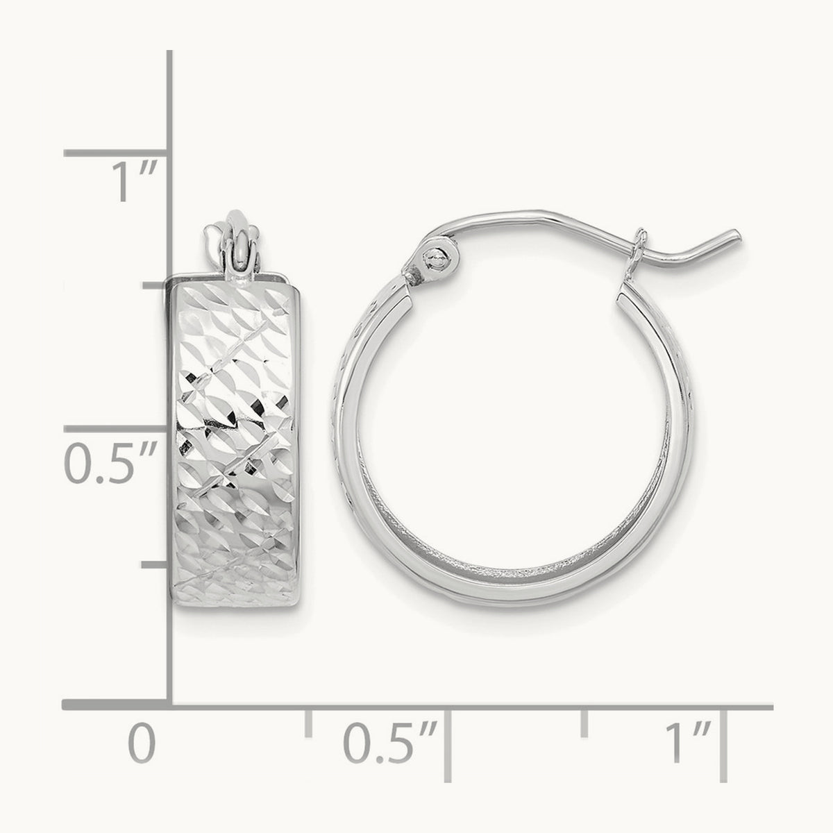 Diamond-cut Hoop Earrings — 14K White Gold