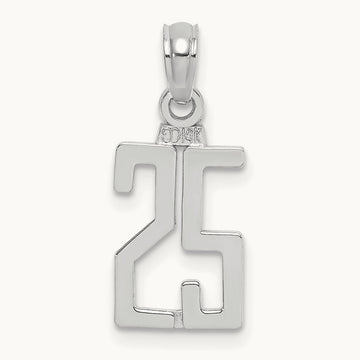 Polished Number 25 Pendant, 14K White Gold