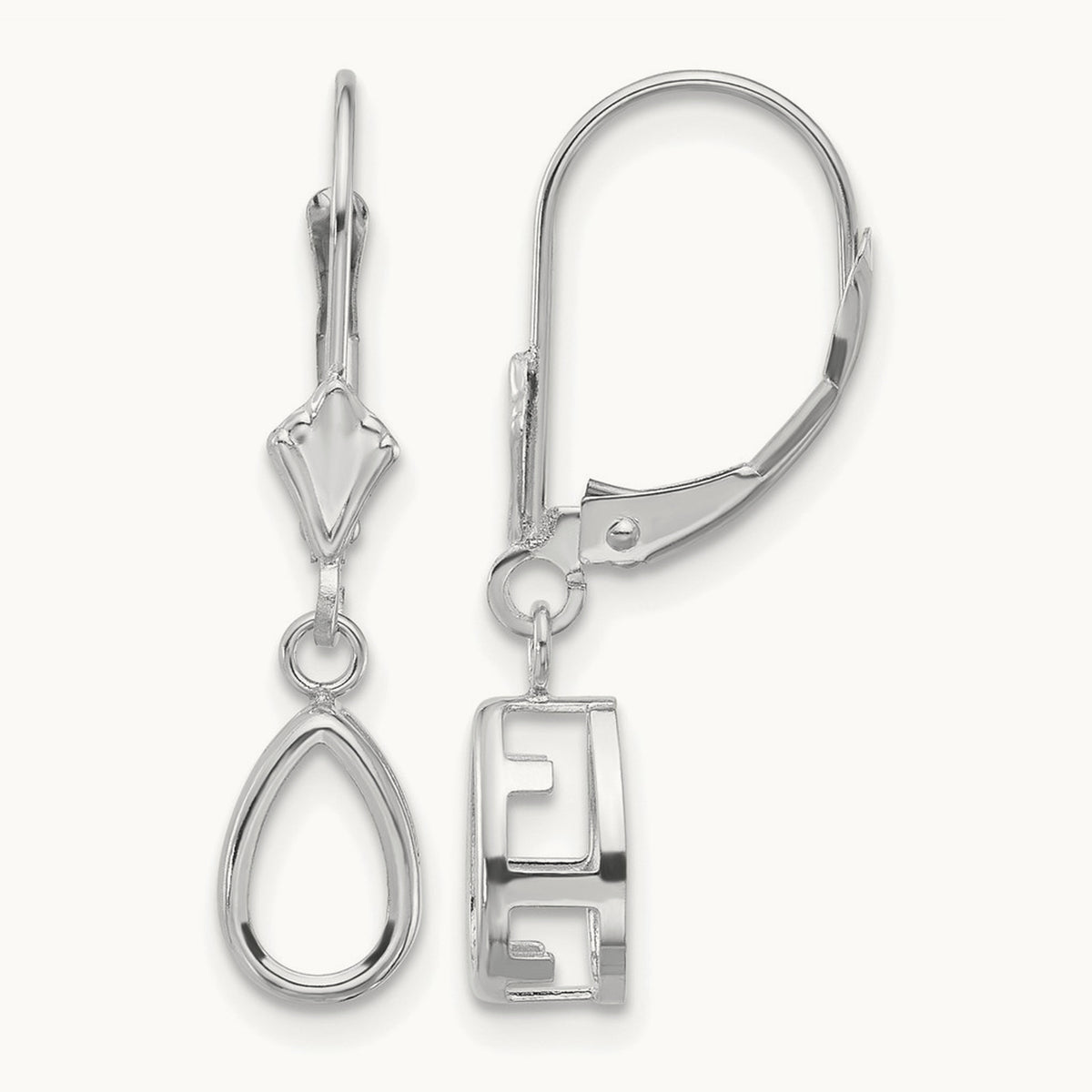 8x5mm Pear Leverback Mountings, 14K White Gold