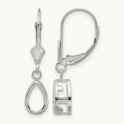 8x5mm Pear Leverback Mountings, 14K White Gold