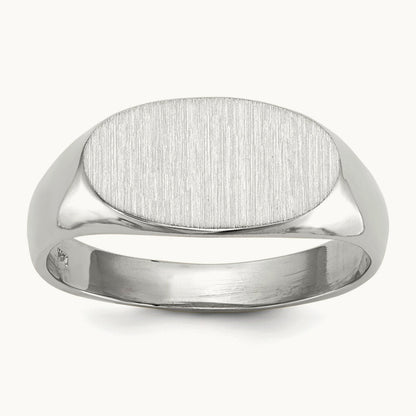 13.5x7. Open Back Signet Ring, 5mm, 14K White Gold