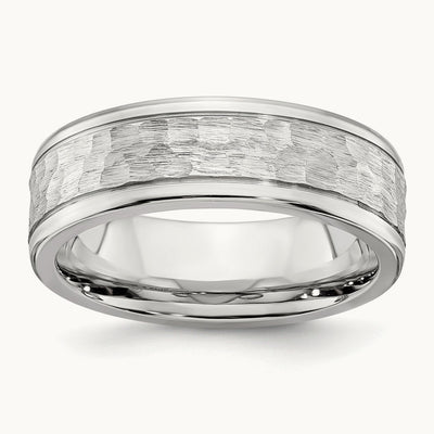 Cobalt Brushed and Polished Hammered Center Band — photo set