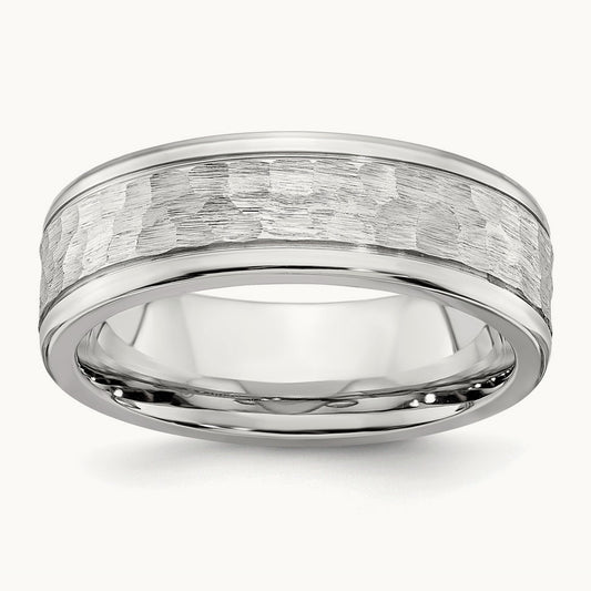 Cobalt Brushed and Polished Hammered Center Band — photo set
