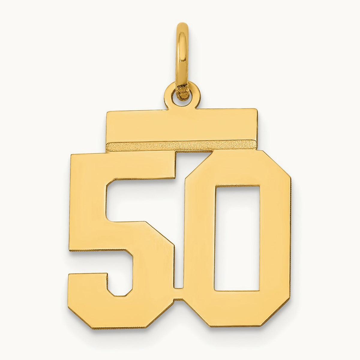 Small Polished Number 50 Charm, 14K