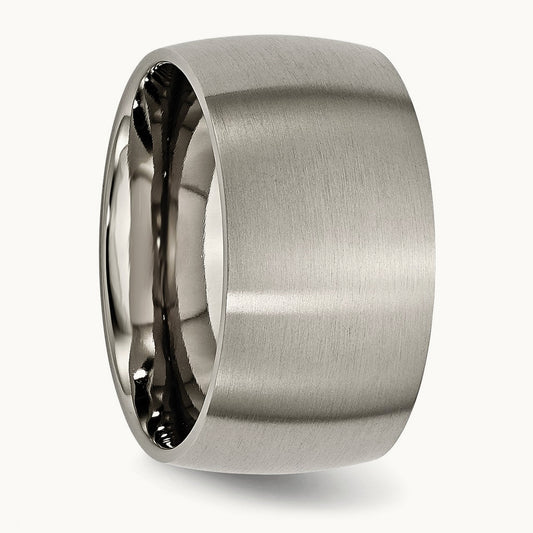 Brushed Half Round Band, 12mm, Titanium