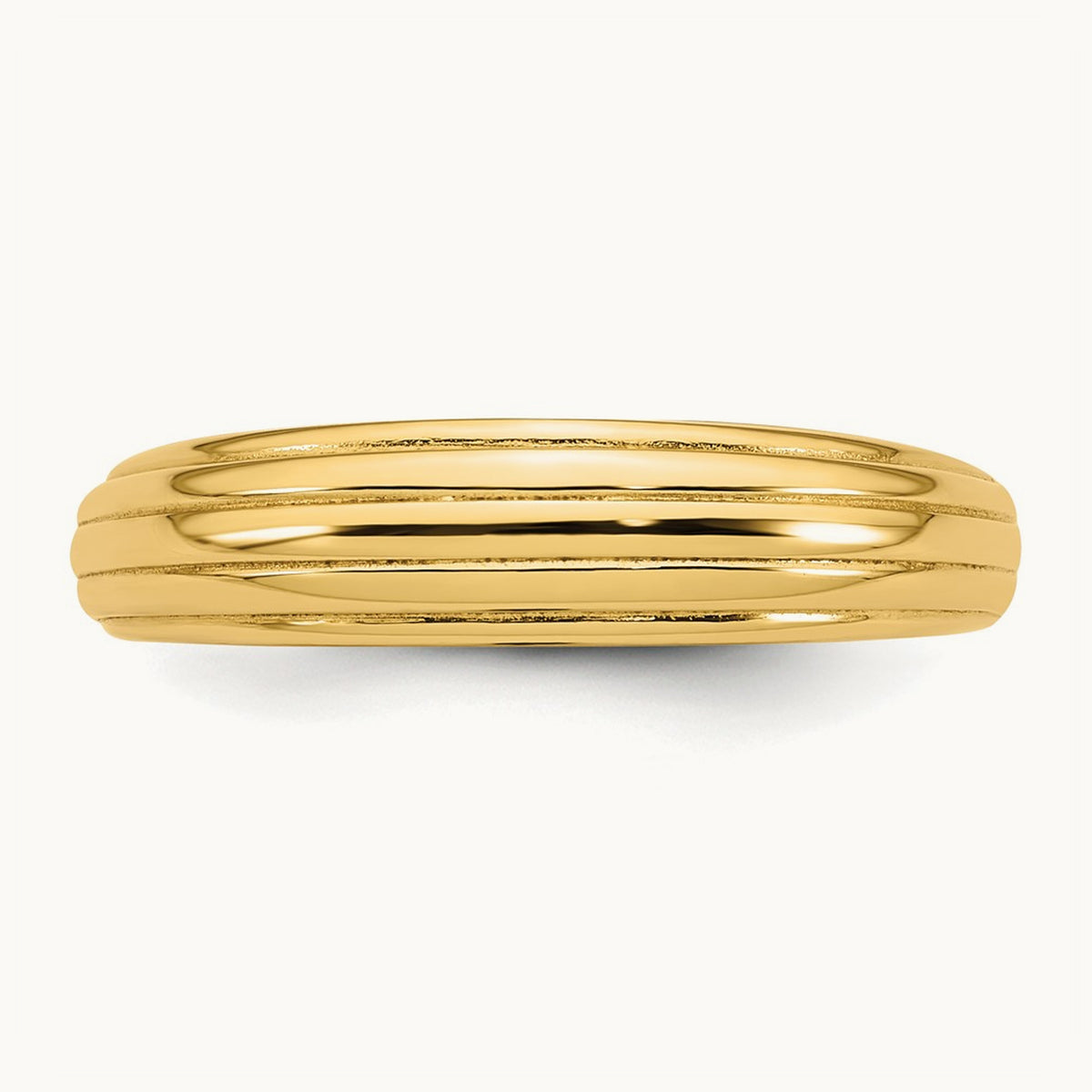 Polished Grooved Graduated Ring, 14K