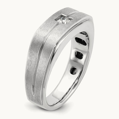 IBGoodman Men's Polished/Satin Diamond Complete Ring, 14K White Gold