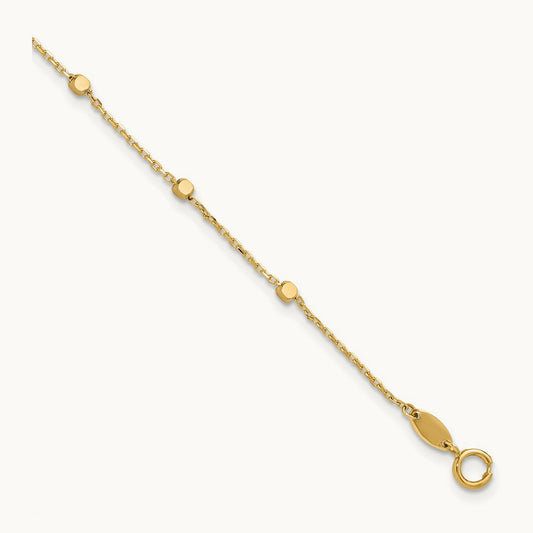 Polished Cube Stations Bracelet — 14K Yellow Gold
