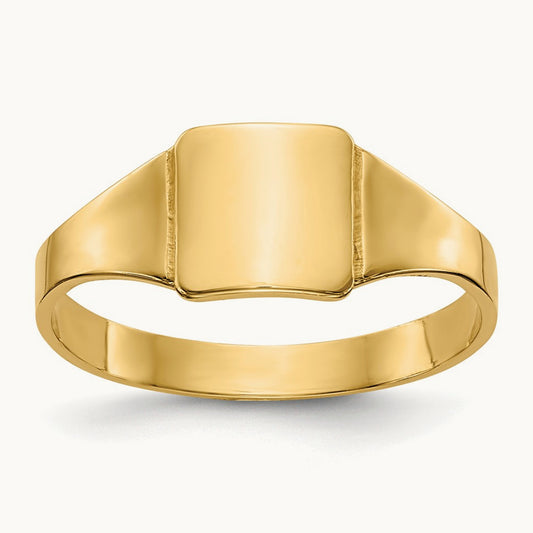 Polished Square Signet Baby Ring, 14K