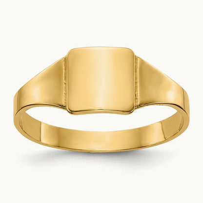 Polished Square Signet Baby Ring, 14K
