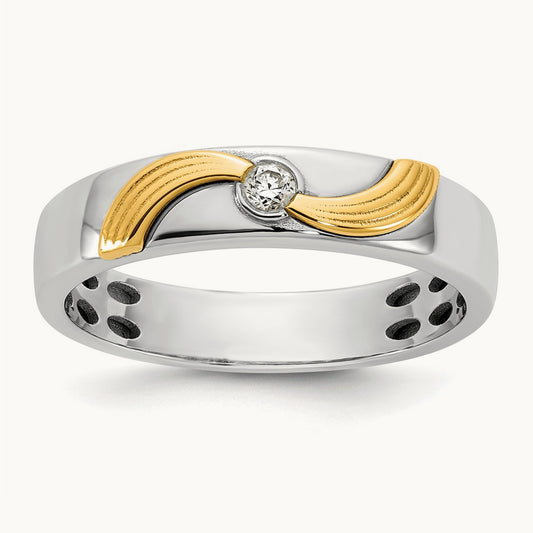 14ktt IB Goodman Mens Polished Complete 1/20ct Diamond Ring