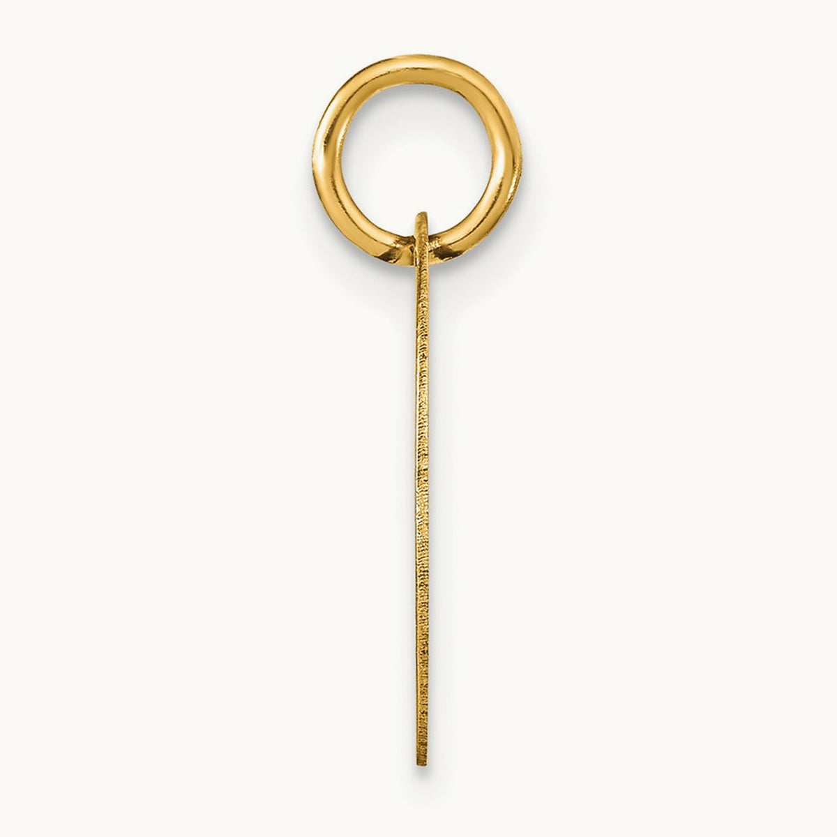 Polished Black Enamel Initial Disk Charm — 14K Yellow Gold, D