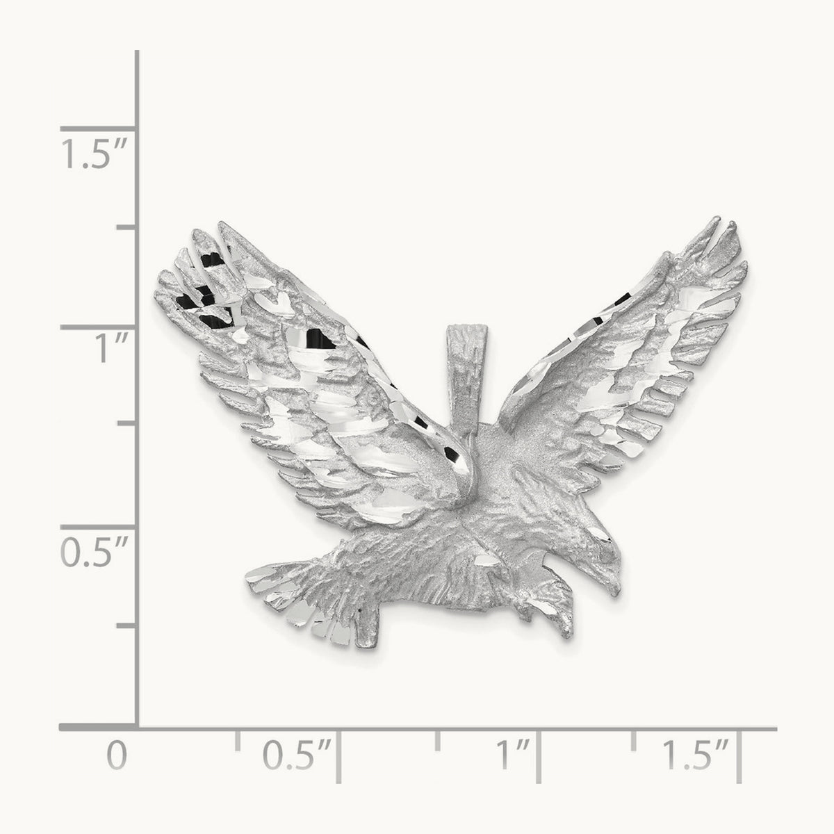 Polished Diamond-cut Eagle Pendant, 14K White Gold