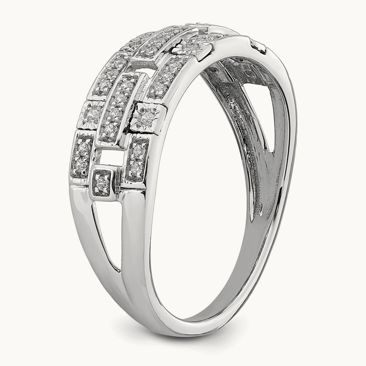 Polished Fancy Diamond Ring, 14K White Gold