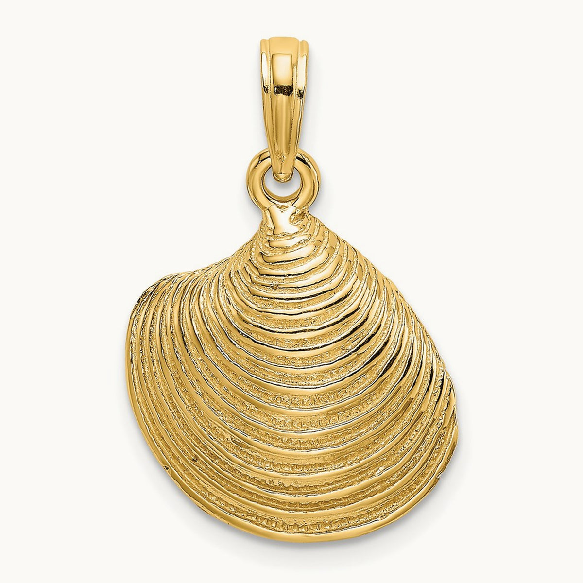 Textured Clam Shell Charm — 24mm