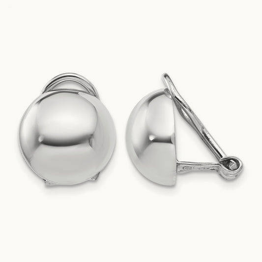 Polished Non-pierced Back Earrings, 14K White Gold
