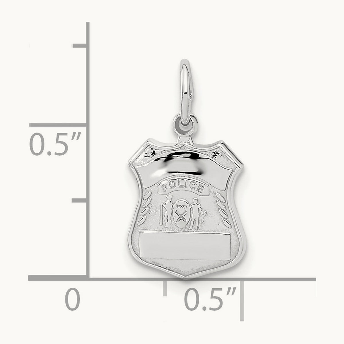 Police Badge Charm — 14K White Gold