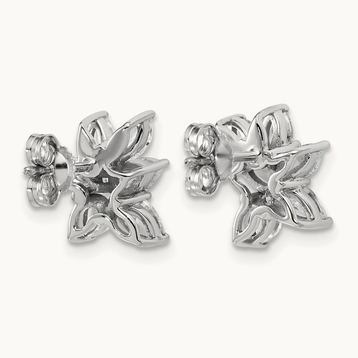 Pear & Marquise Cluster Post Earrings, 1.50 ct tw Lab-Grown Diamond — 14K White Gold