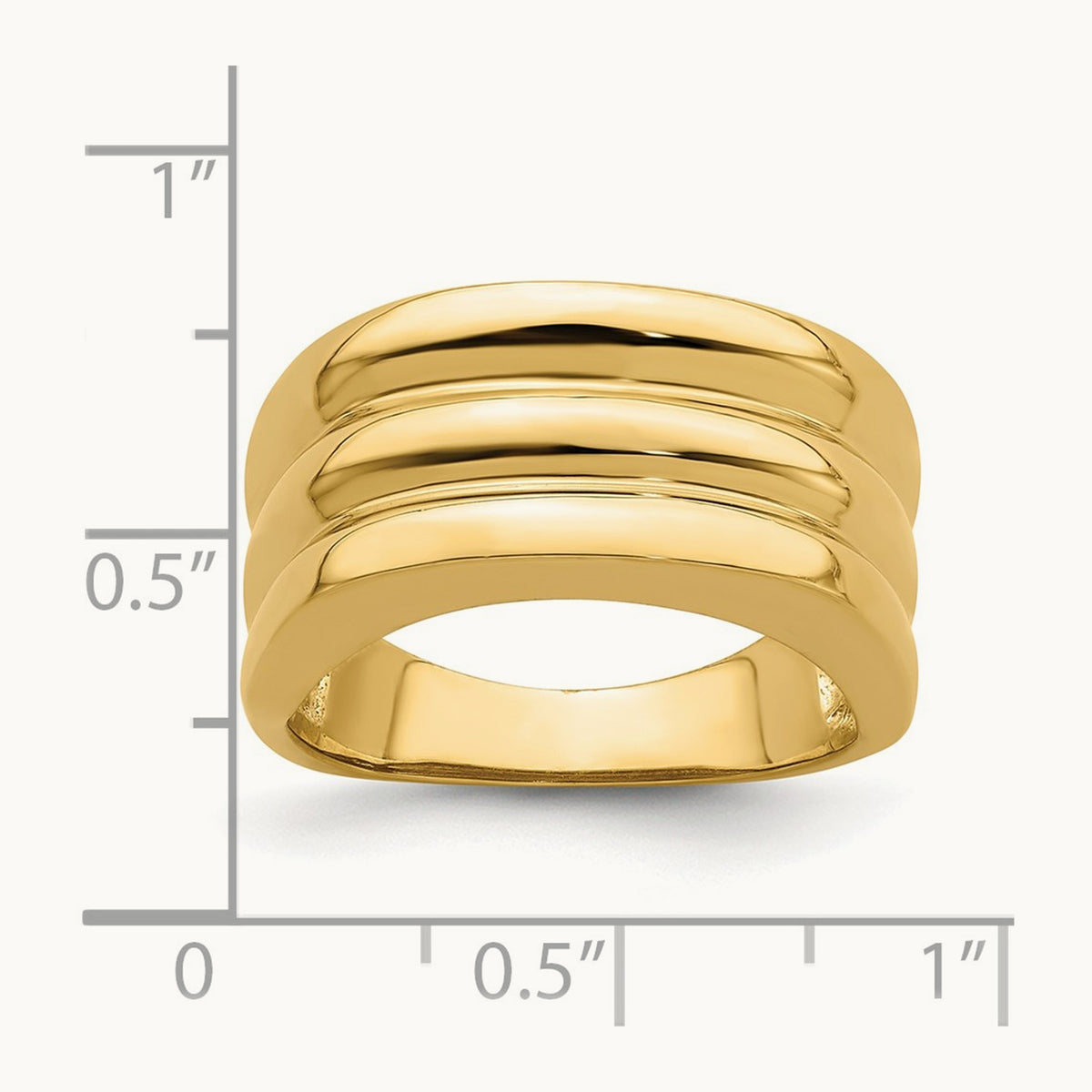 Polished Triple Ridge Dome Ring, 14K