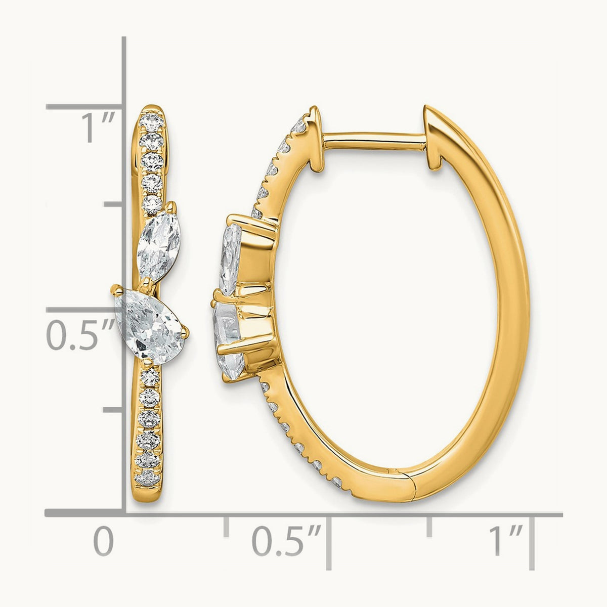 Hinged Hoop Earrings, 1.00 ct tw Lab-Grown Diamond — 14K Yellow Gold