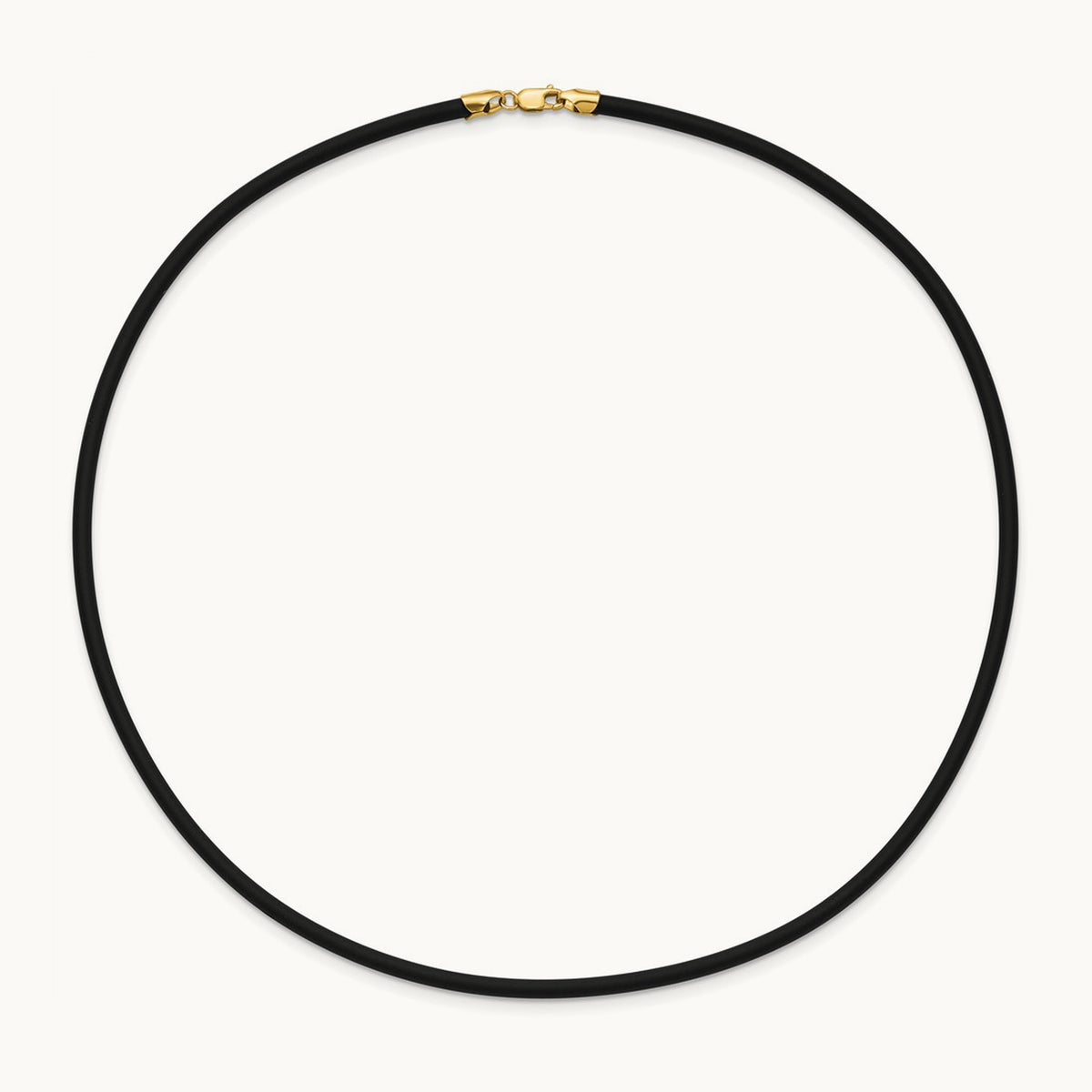 18in with Yellow Clasp Black Rubber Cord Necklace — 3mm