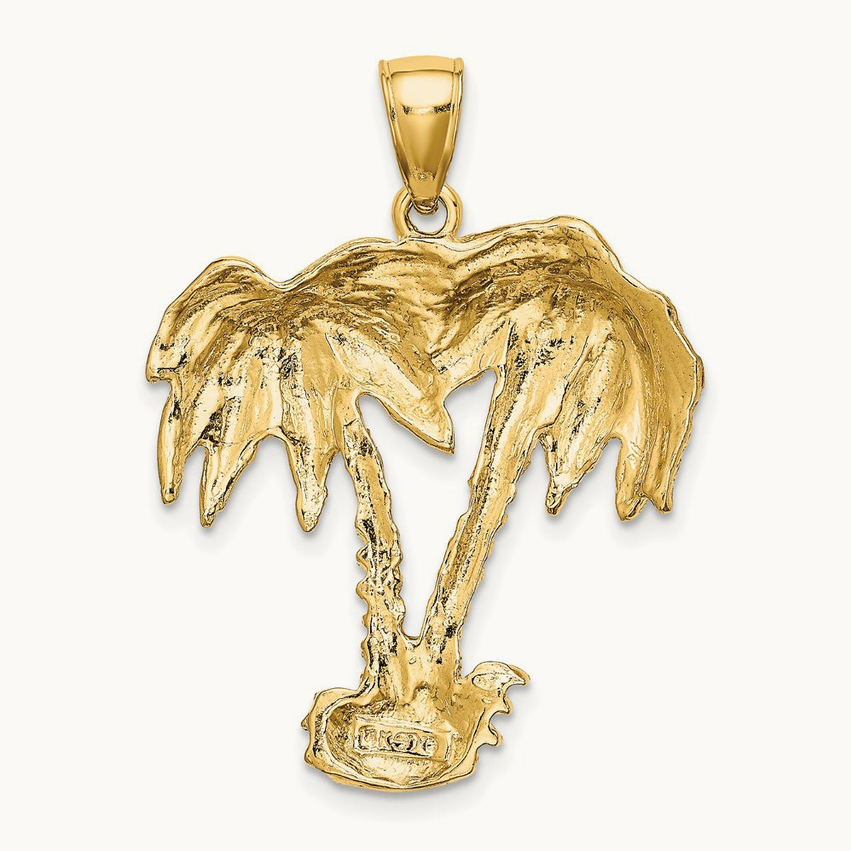 2-D Double Palm Tree Charm, 14K