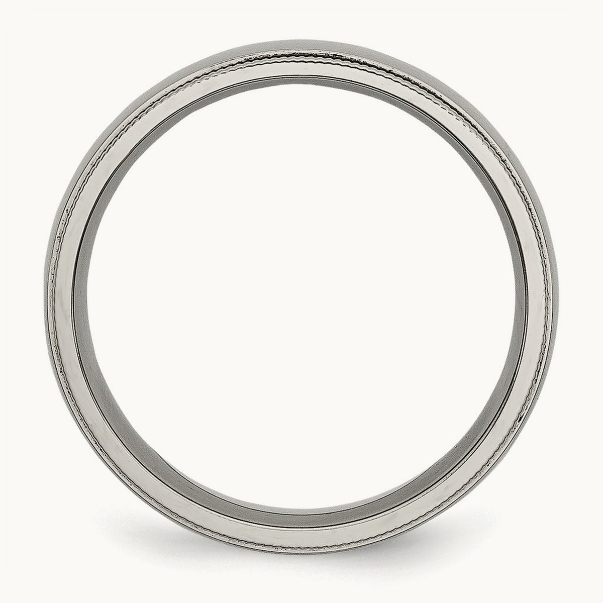 Polished Grooved and Beaded Edge Band, 6mm, Titanium