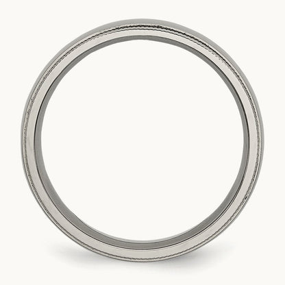Polished Grooved and Beaded Edge Band, 6mm, Titanium