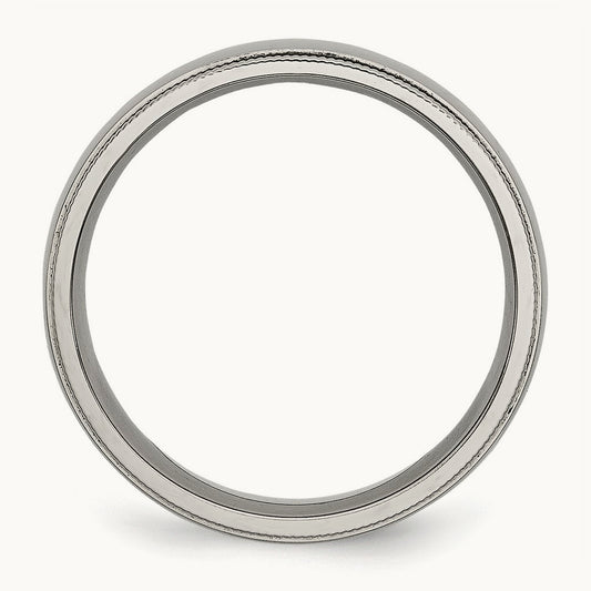 Polished Grooved and Beaded Edge Band, 6mm, Titanium