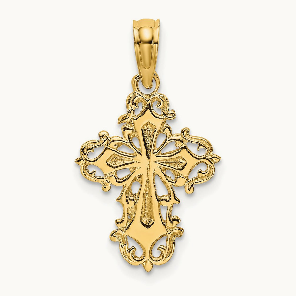 Cut-Out Delicate Cross Charm, 14K