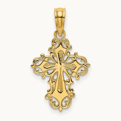 Cut-Out Delicate Cross Charm, 14K