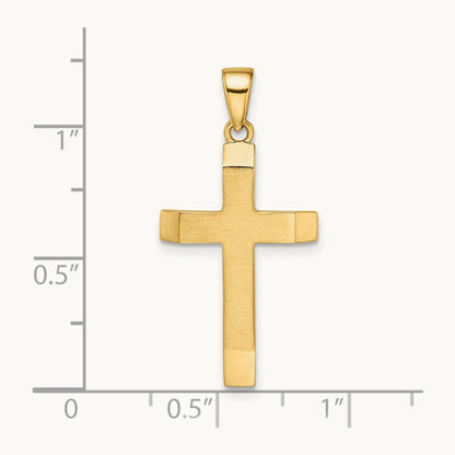 Satin/Polished Beveled Medium Latin Cross Pendant, 14K