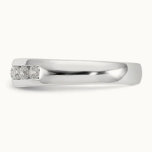 9-Stone Diamond Channel Band, 14K White Gold