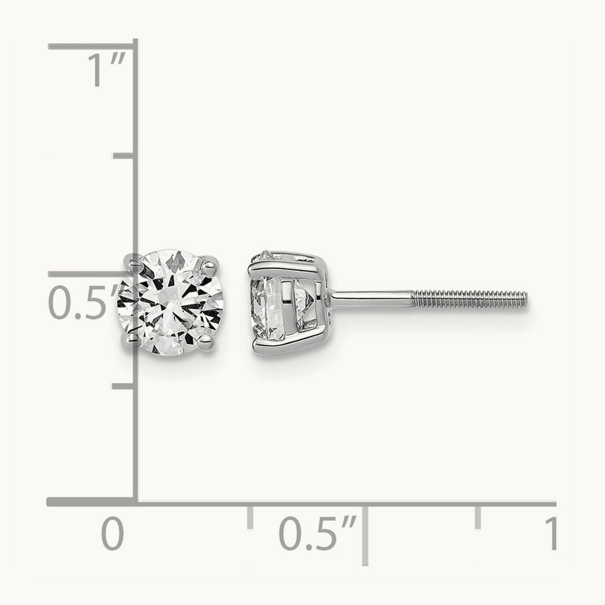 Lightweight Screwback Earrings, 0.25-4.00 ct tw Lab-Grown Diamond — 1 1/2 ct, 14K White Gold