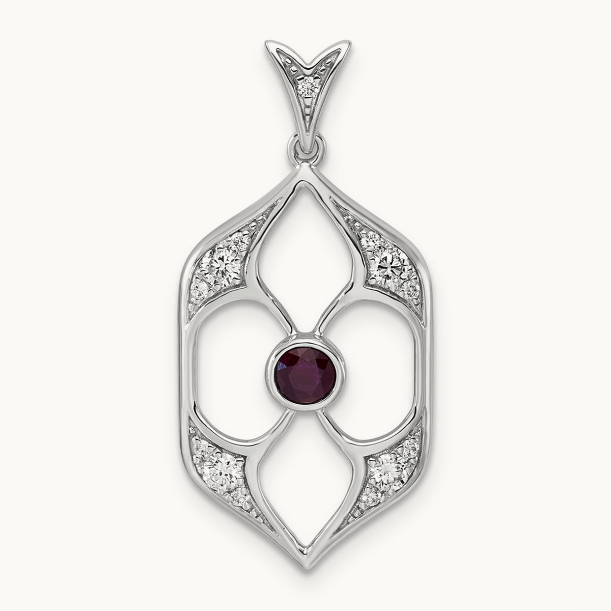 And Ruby Fashion Pendant, 0.25 ct tw Lab-Grown Diamond