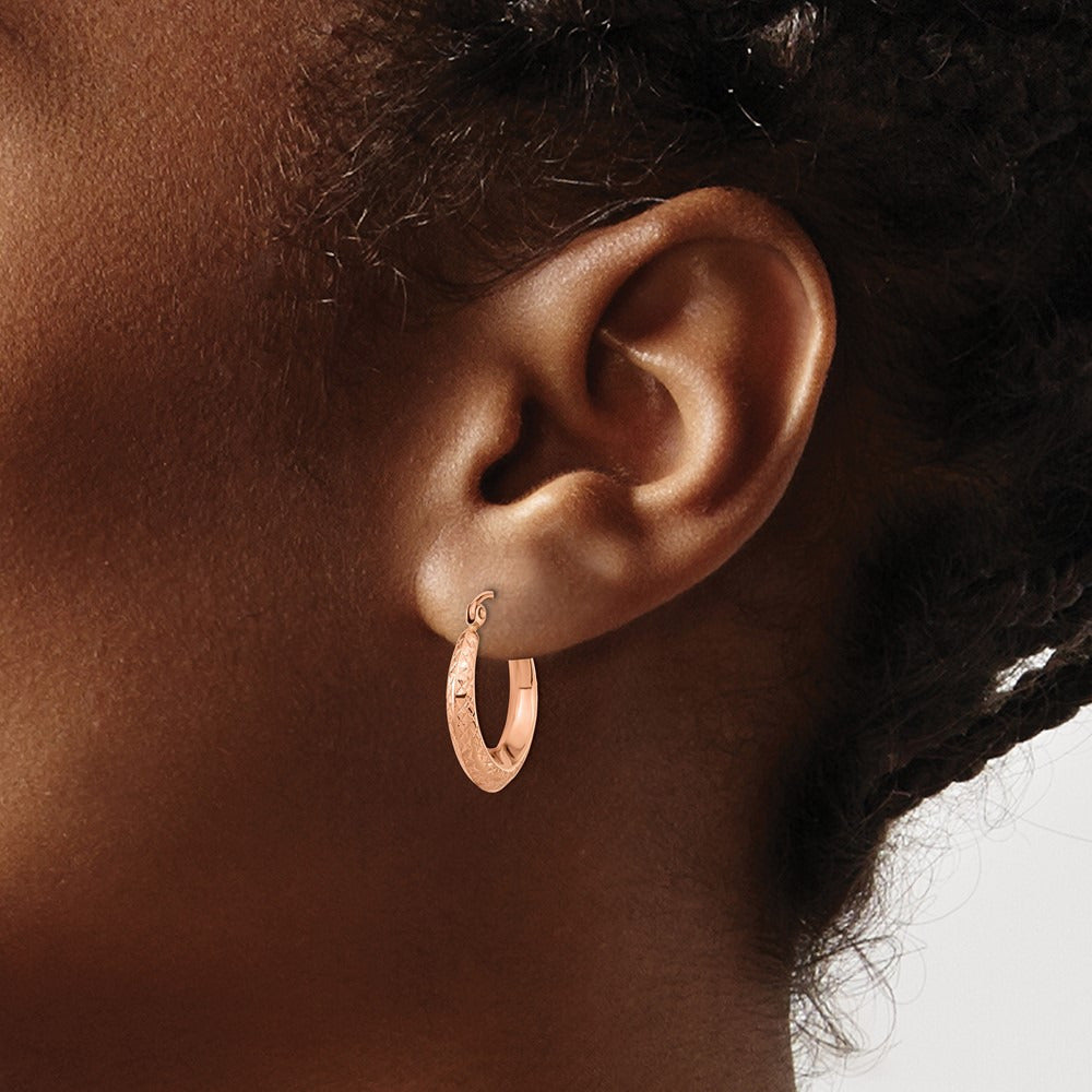Textured Hollow Hoop Earrings — 14K Rose Gold