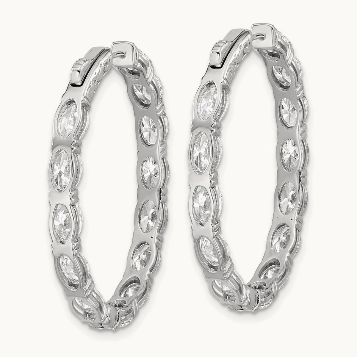 Oval & Round in/Out Hoop Earrings, 8.50 ct tw Lab-Grown Diamond — 14K White Gold