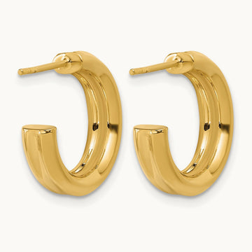Polished and Grooved J-Hoop Post Earrings — Leslie's — photo set