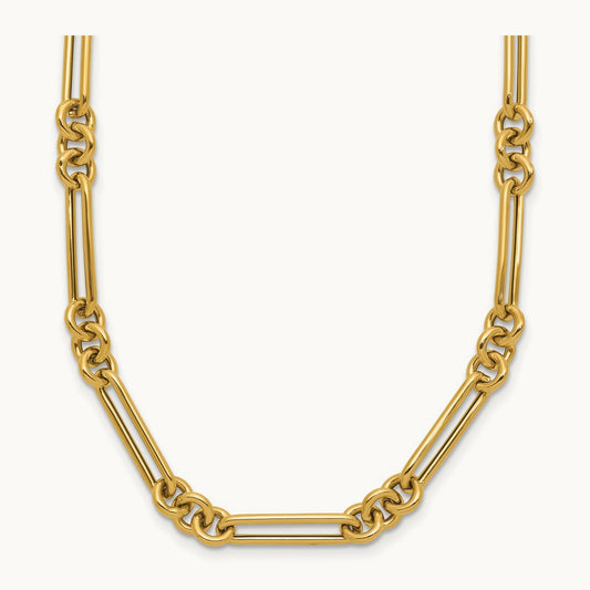Polished Fancy Link Necklace, 14K