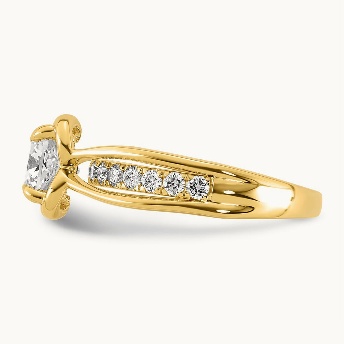 Certified Cushion Center Lab Grown Diamond VS+ F+ Ring, 14K Yellow Gold