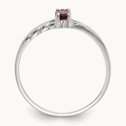Rhodolite Garnet Birthstone Ring, 14K White Gold